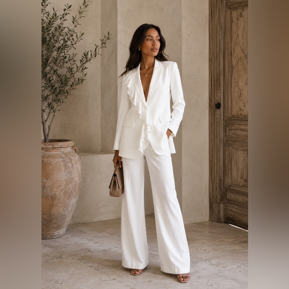Cinq a Sept Margo Crepe Ruffle Front Blazer